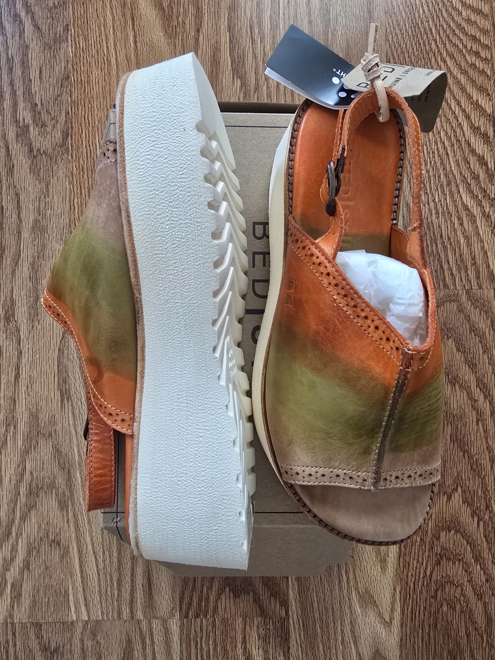 Womans Brand New Size 8.5 Bed|Stu LIBRARY MELON ID SANDALS. PLATFORM SANDAL 🤩 - Picture 11 of 16